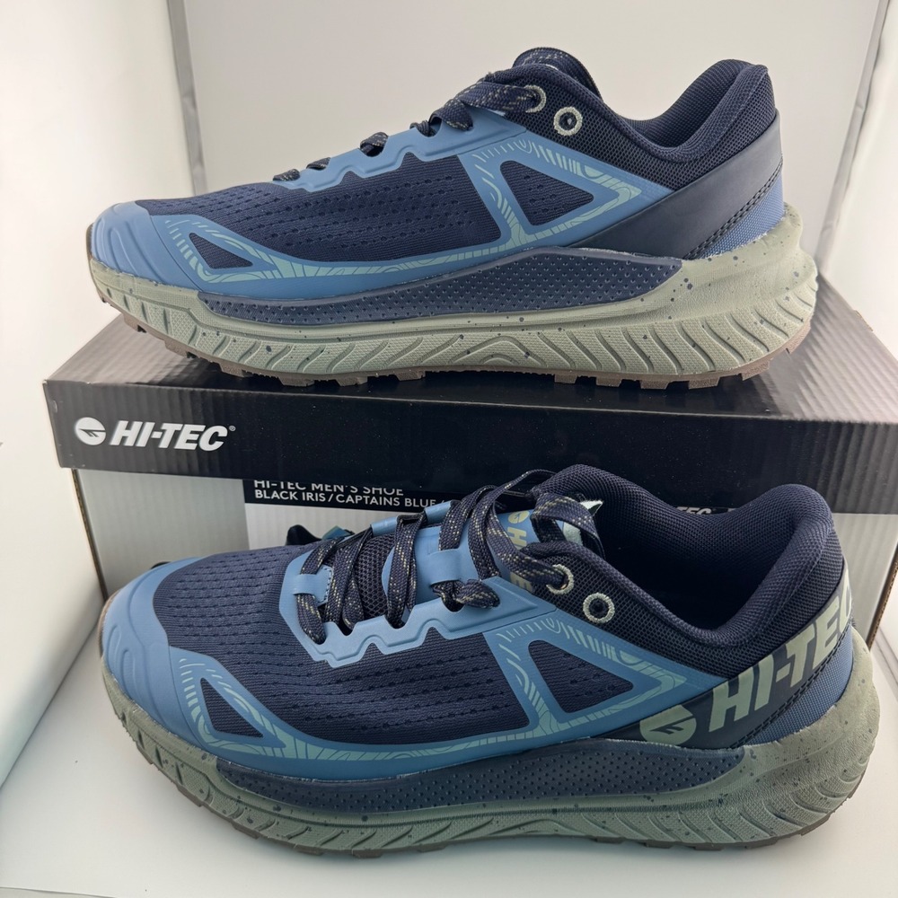 Hi-Tec Trail Running Shoes Men 9 Blue Black Iris Seagrass 1852822 Hiking Sneaker